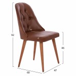 Καρέκλα με ταμπά τεχνόδερμα & ξύλινη καρυδί πλάτη estrella